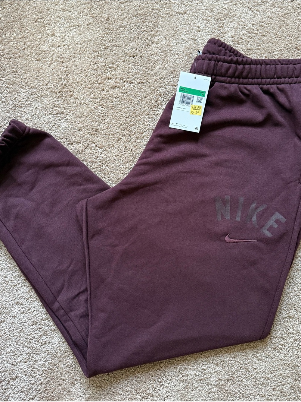 Nike Men's Maroon Joggers with Subtle Nike Logo